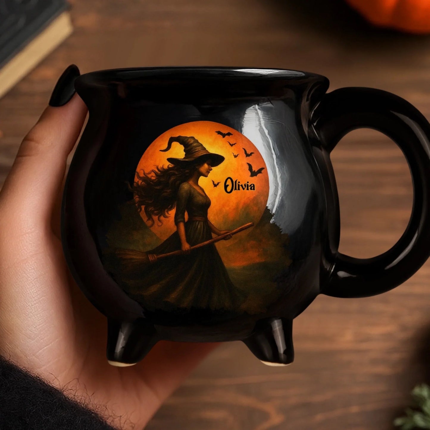 Witch Cauldron Coffee Mug - Black Ceramic 3-Legged Potion Cup for Halloween & Fall Aesthetic