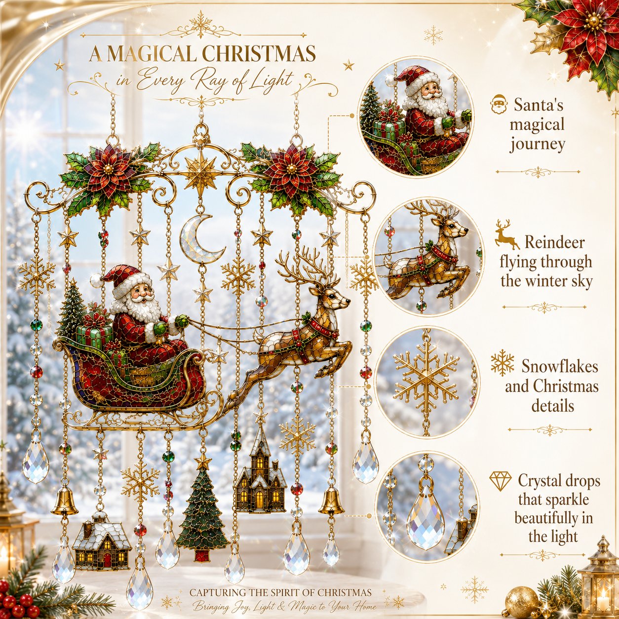 ✨ Handmade Christmas Stained Glass Window Hanging | Festive Holiday Suncatcher 🎄