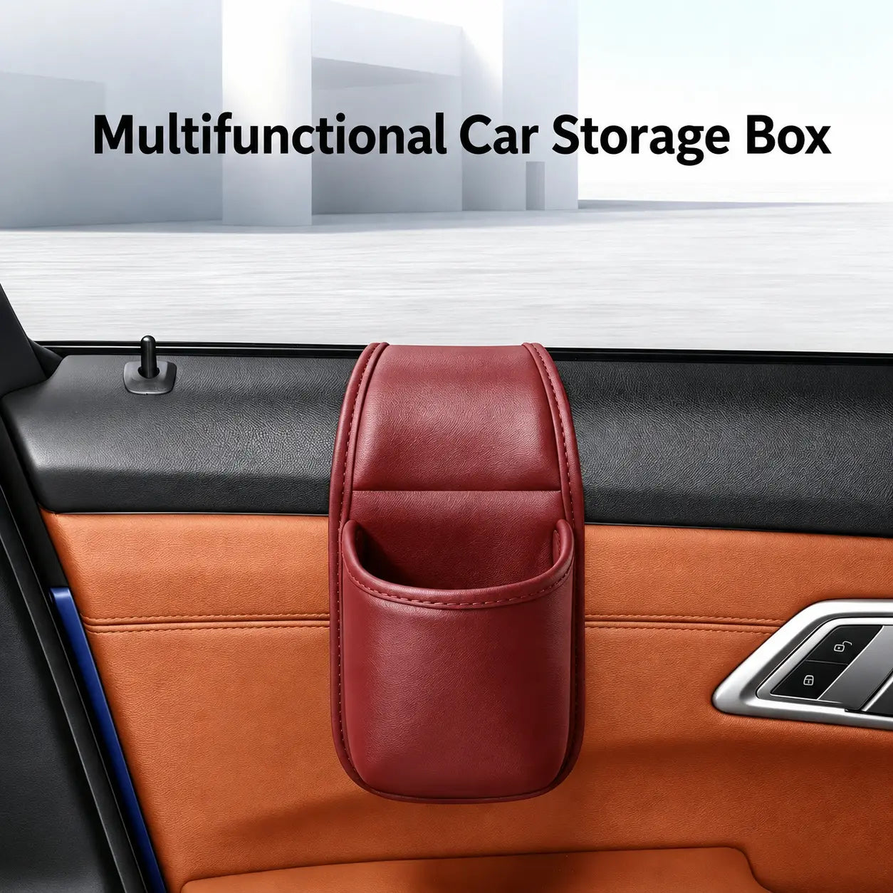 Leather Car Door Storage Pocket | Double-Layer Car Door Organizer