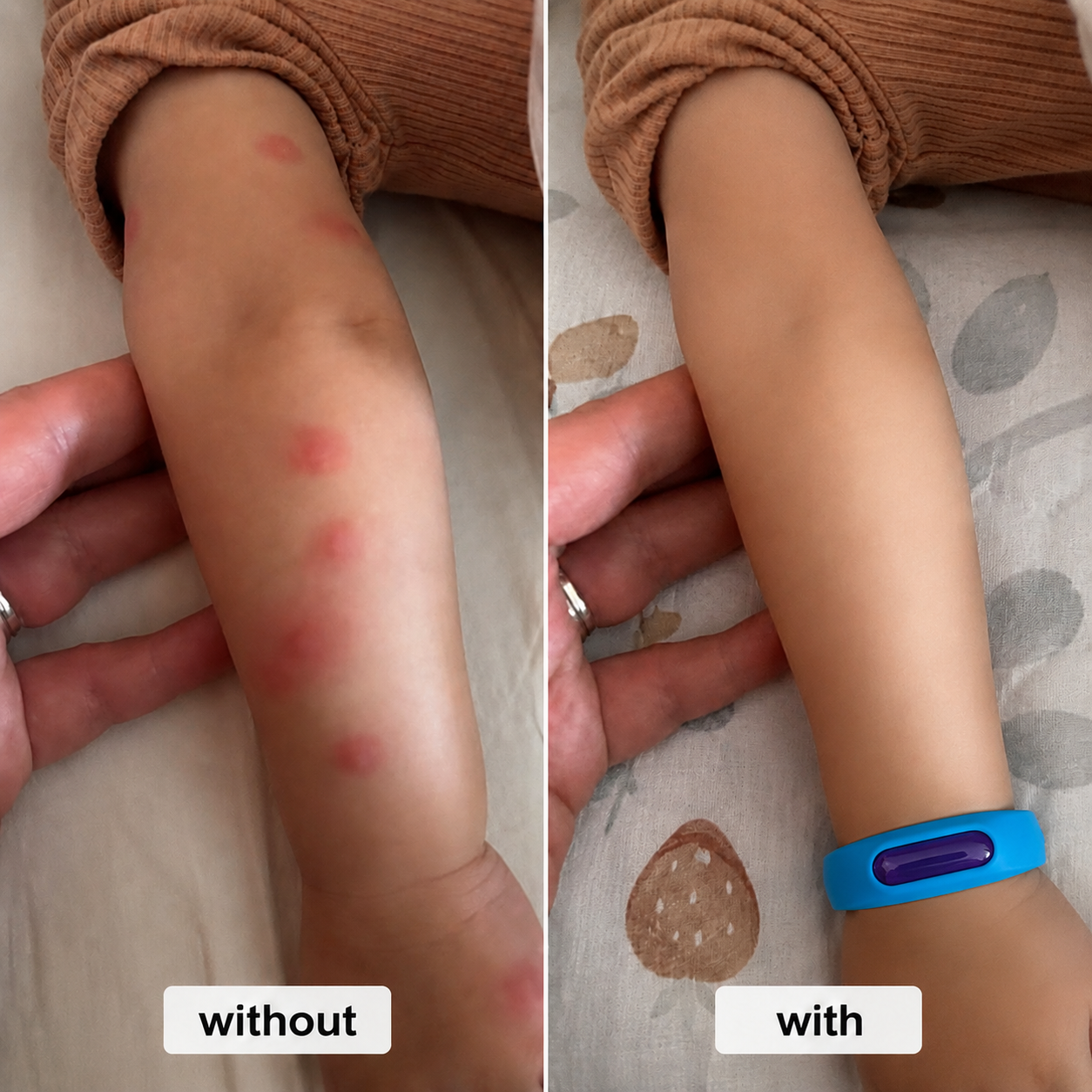 Natural Mosquito Repellent Bracelet - 100% Waterproof, DEET-Free Bug Band for Kids & Adults
