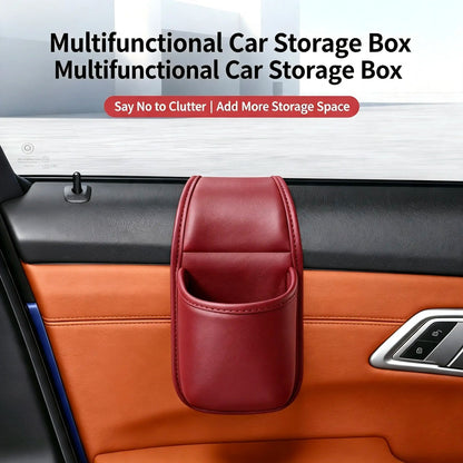 Leather Car Door Storage Pocket | Double-Layer Car Door Organizer