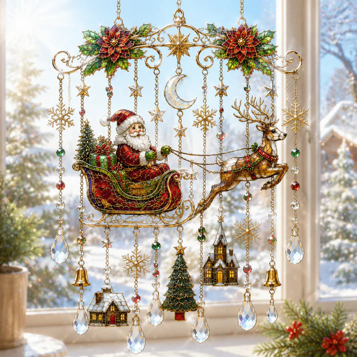 ✨ Handmade Christmas Stained Glass Window Hanging | Festive Holiday Suncatcher 🎄