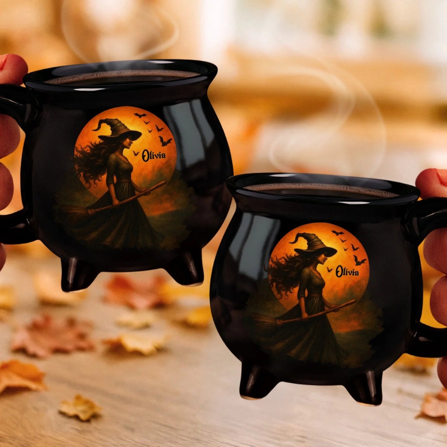 Witch Cauldron Coffee Mug - Black Ceramic 3-Legged Potion Cup for Halloween & Fall Aesthetic