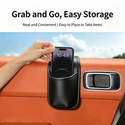 Leather Car Door Storage Pocket | Double-Layer Car Door Organizer