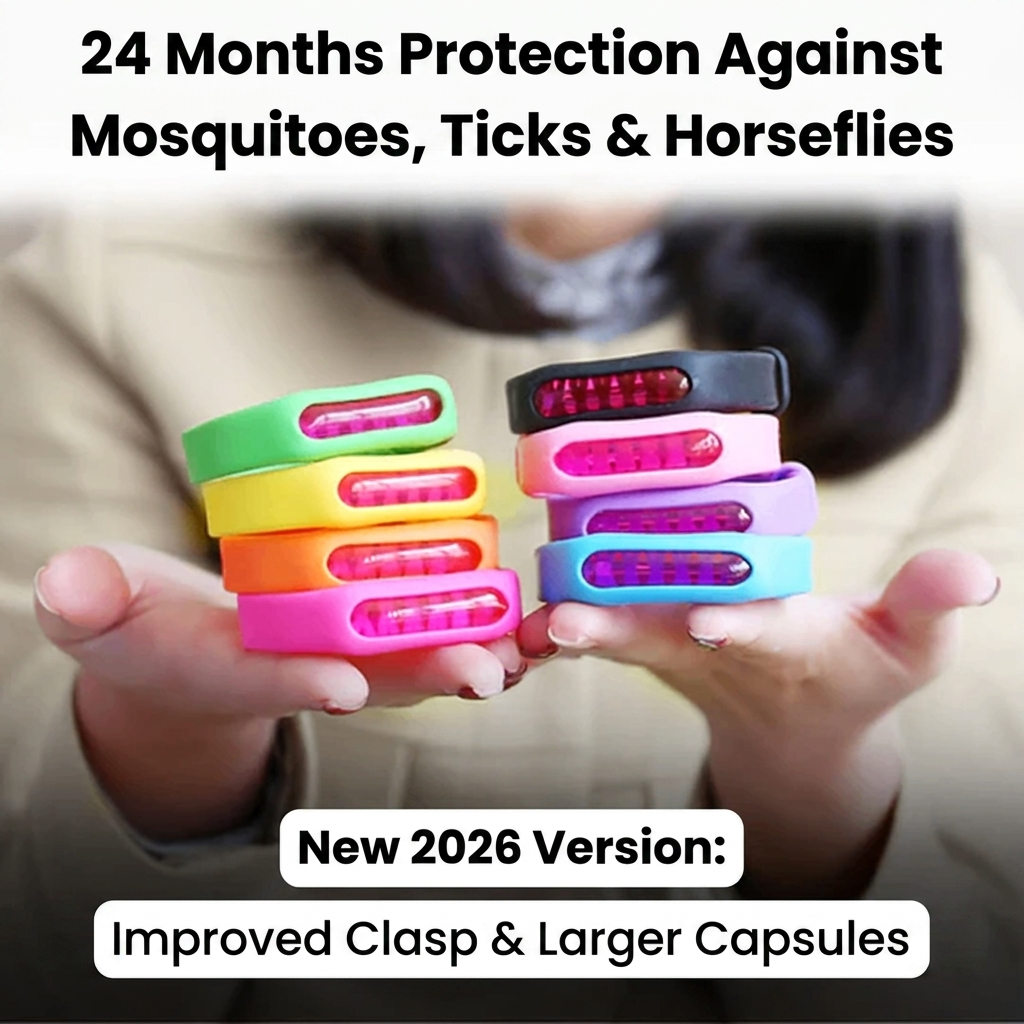 Natural Mosquito Repellent Bracelet - 100% Waterproof, DEET-Free Bug Band for Kids & Adults