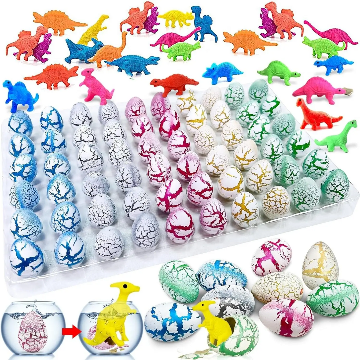 🦖🦕Magic that brings screams! A gift box of 60 magical water-hatched dinosaur eggs.