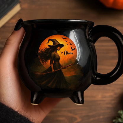 Witch Cauldron Coffee Mug - Black Ceramic 3-Legged Potion Cup for Halloween & Fall Aesthetic