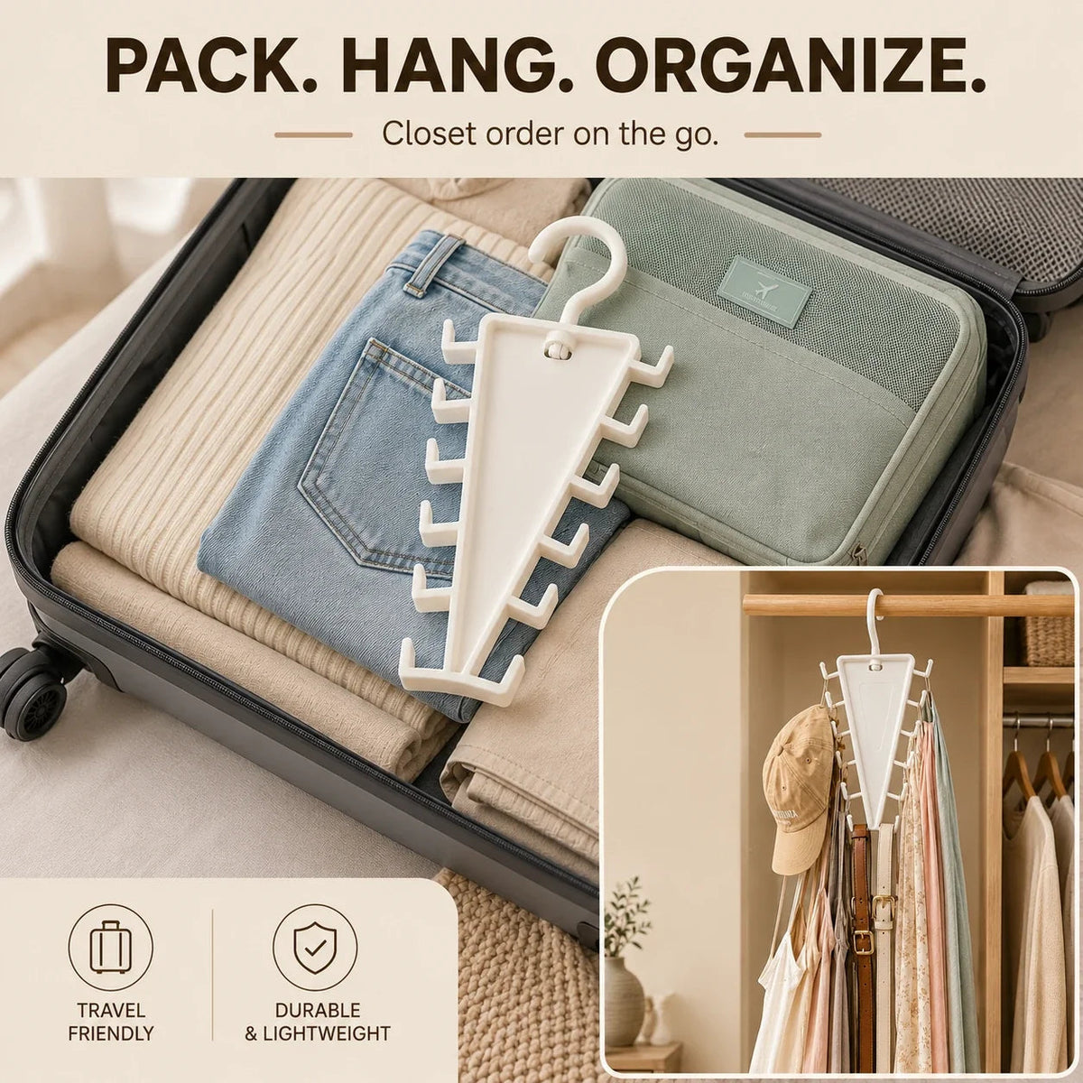 V Shaped Double-Sided Closet Organizer Hanger, 360° Rotatable Space Saving Clothes Hanger Organizer