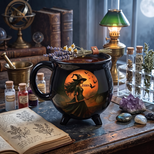 Witch Cauldron Coffee Mug - Black Ceramic 3-Legged Potion Cup for Halloween & Fall Aesthetic