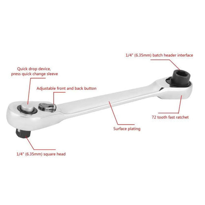 2-in-1 Mini Ratchet Wrench | 1/4" Drive 72-Tooth Pocket Tool