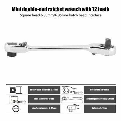 2-in-1 Mini Ratchet Wrench | 1/4" Drive 72-Tooth Pocket Tool