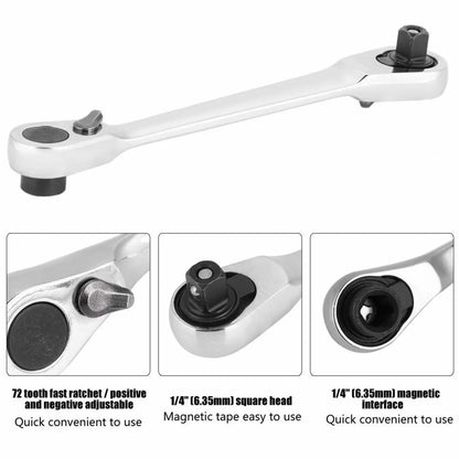 2-in-1 Mini Ratchet Wrench | 1/4" Drive 72-Tooth Pocket Tool