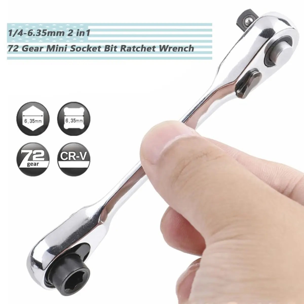 2-in-1 Mini Ratchet Wrench | 1/4" Drive 72-Tooth Pocket Tool
