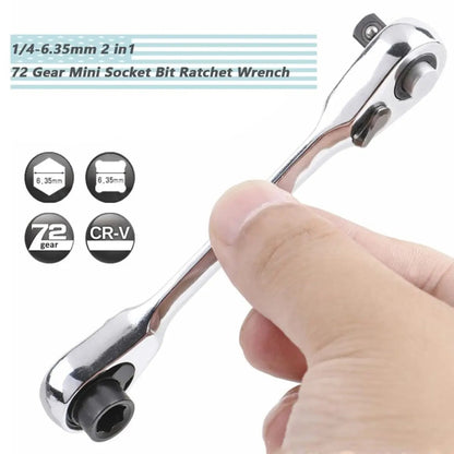 2-in-1 Mini Ratchet Wrench | 1/4" Drive 72-Tooth Pocket Tool