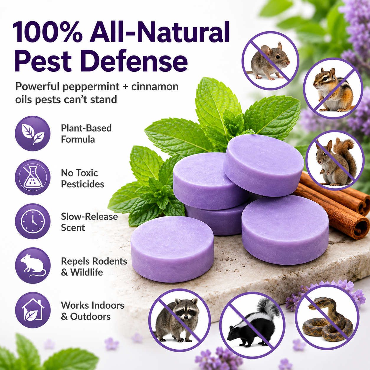 ✅ 10,000+ Happy Customers All-Natural Peppermint & Cinnamon Pest & Rodent Repellent Pucks