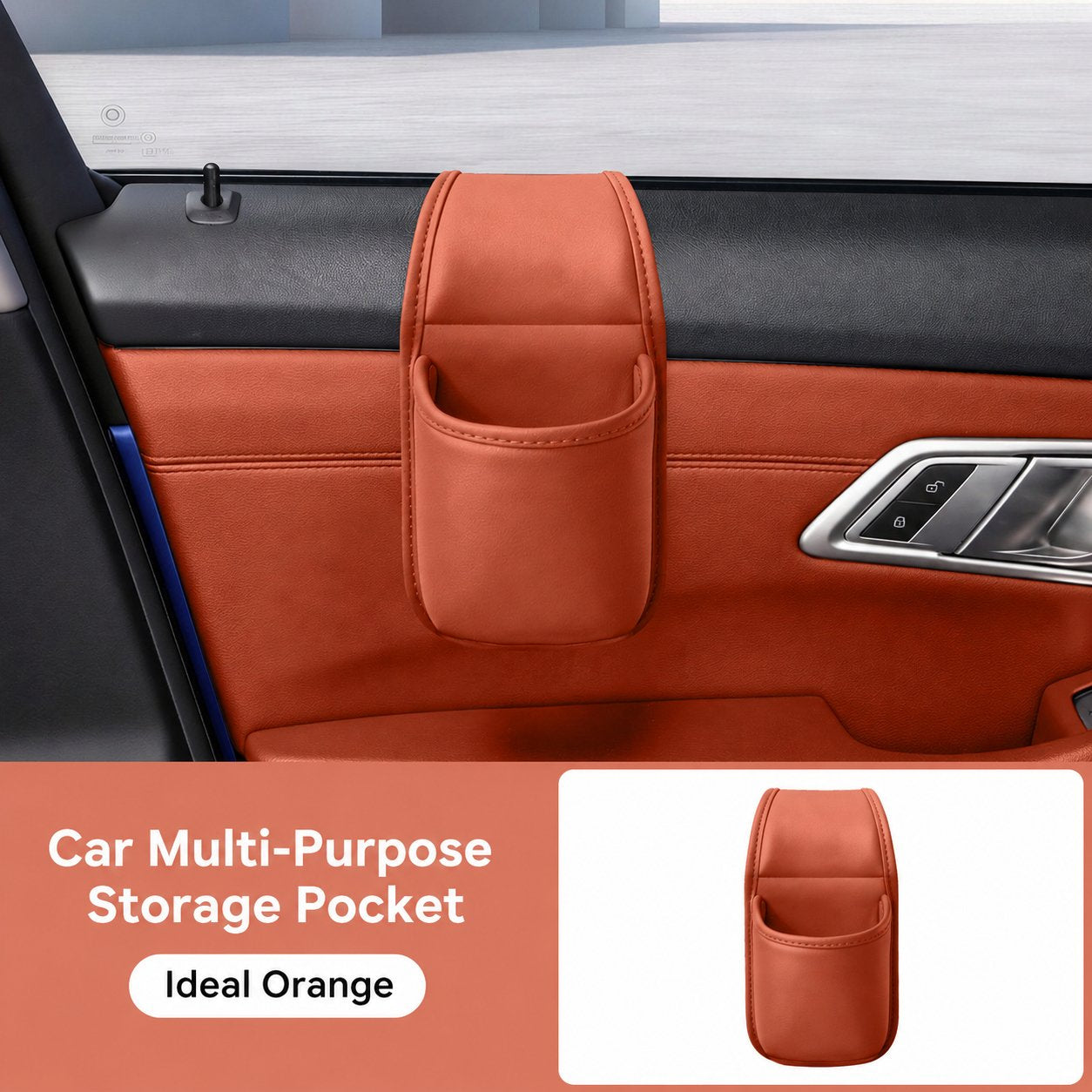 Leather Car Door Storage Pocket | Double-Layer Car Door Organizer