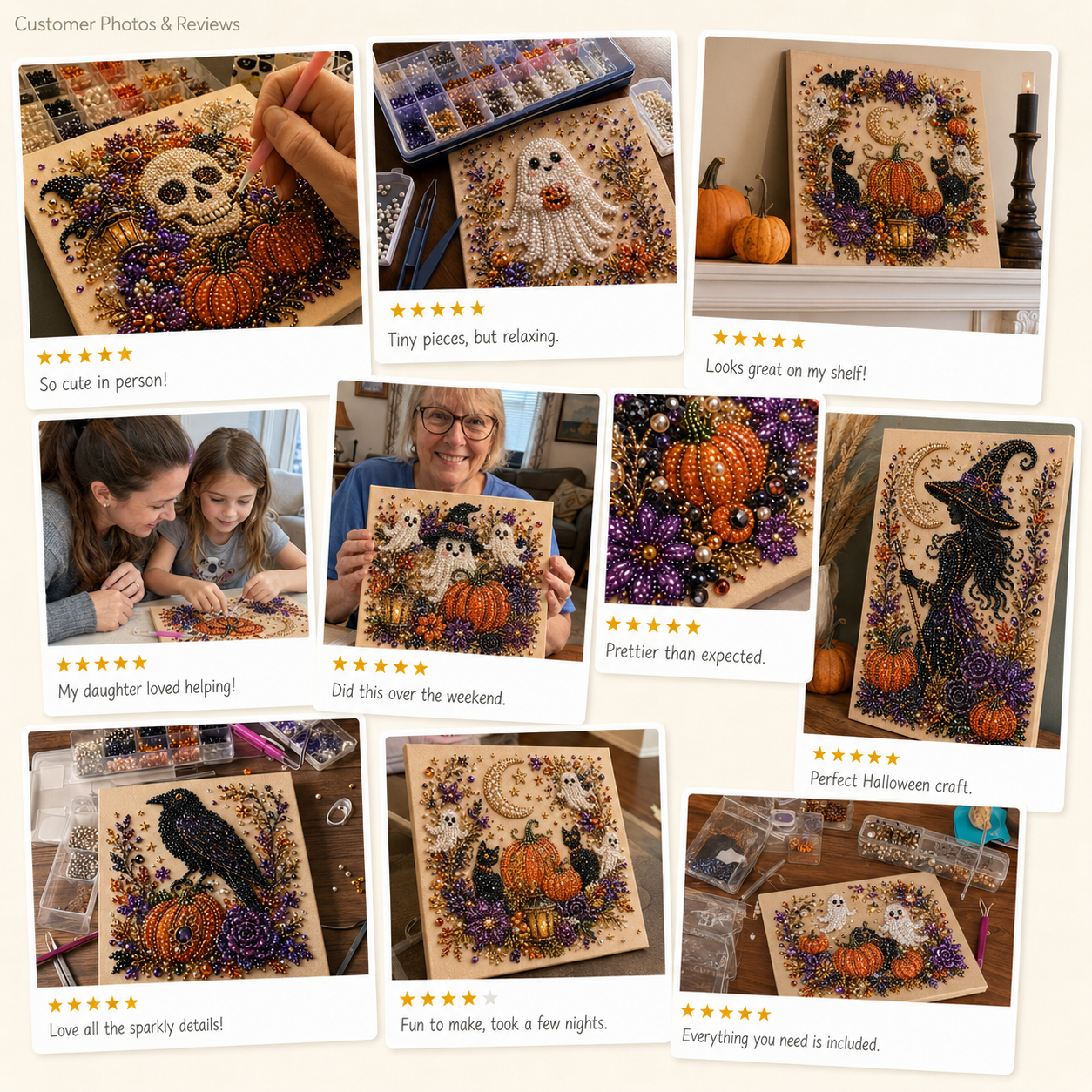 💥 Last Day 57% OFF – 👻✨ Halloween Pearl Art DIY Kit – Turn Tiny Pearls into Spooky-Cute Magic