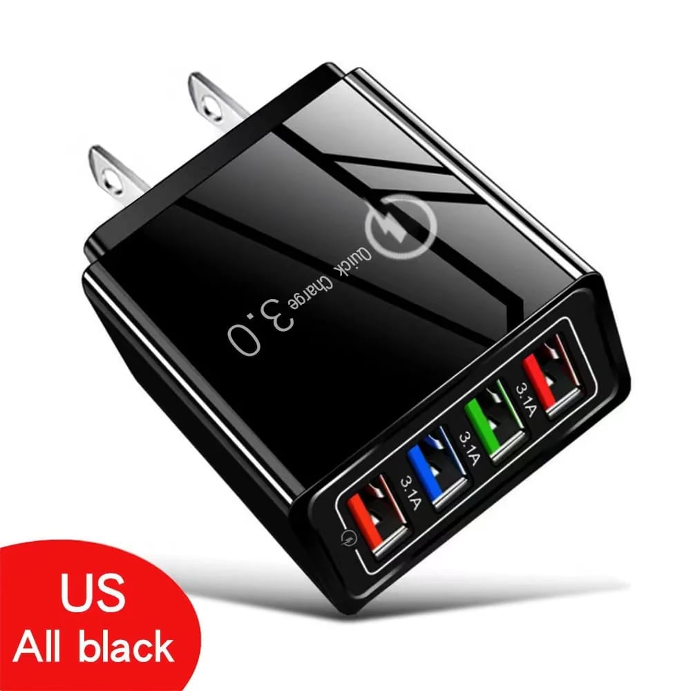 4-Port USB Travel Charger One Charger. Four Devices. Less to Pack.
