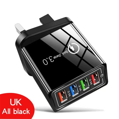 4-Port USB Travel Charger One Charger. Four Devices. Less to Pack.