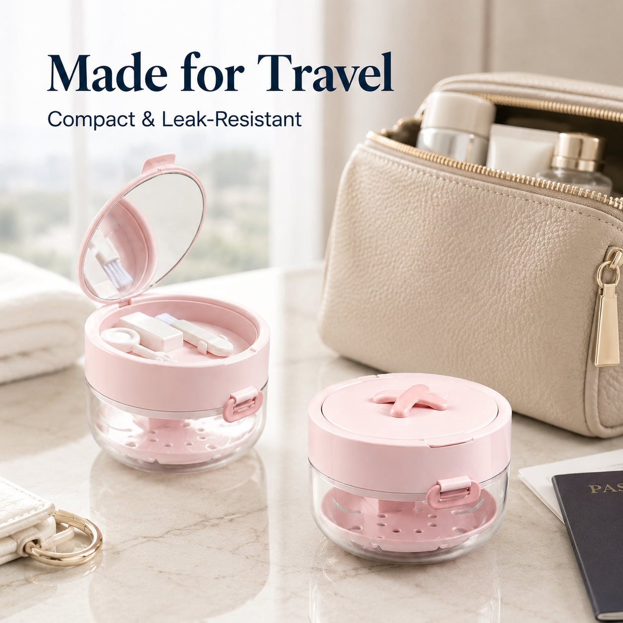 ✨ Portable 3-in-1 Retainer Cleaner Case | Clean, Drain, Dry & Store Aligners, Mouth Guards and Dentures in One Compact Organizer